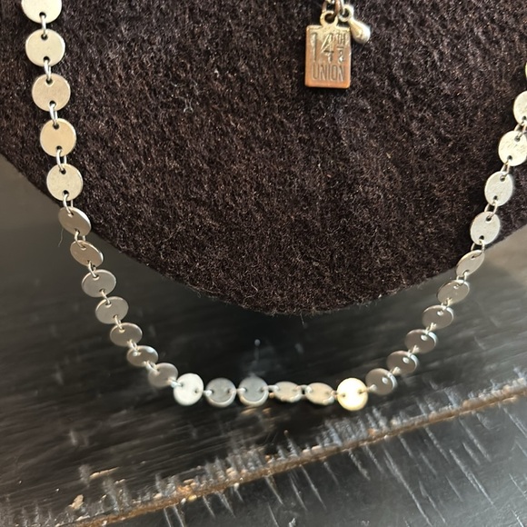 14th & Union Long Disc Elegant Silver Tone Necklace - Picture 2 of 8